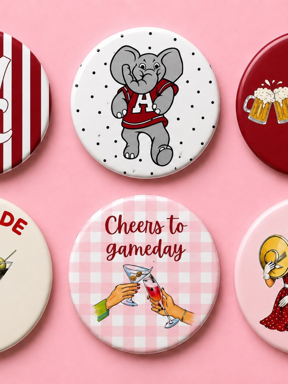 Rolls Tide! Gameday Pink Button Pin - Party Favor